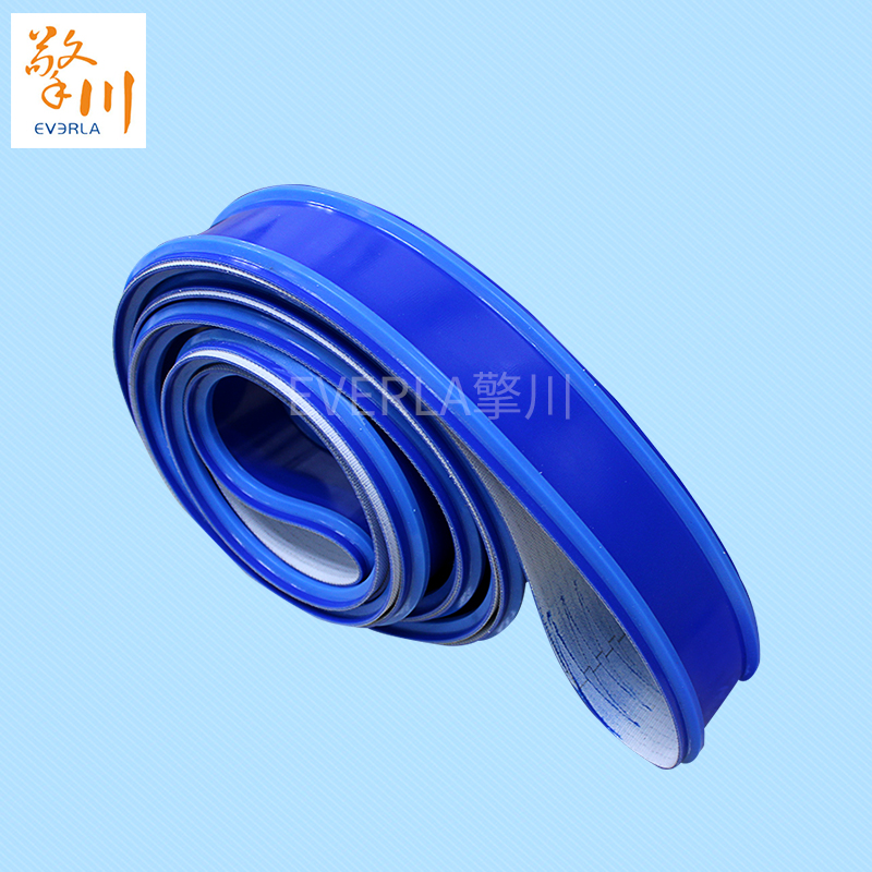 蓝色PVC<a href='http://www.everla.com/shusongdai/' target='_blank'><u>输送带</u></a>加双导条 