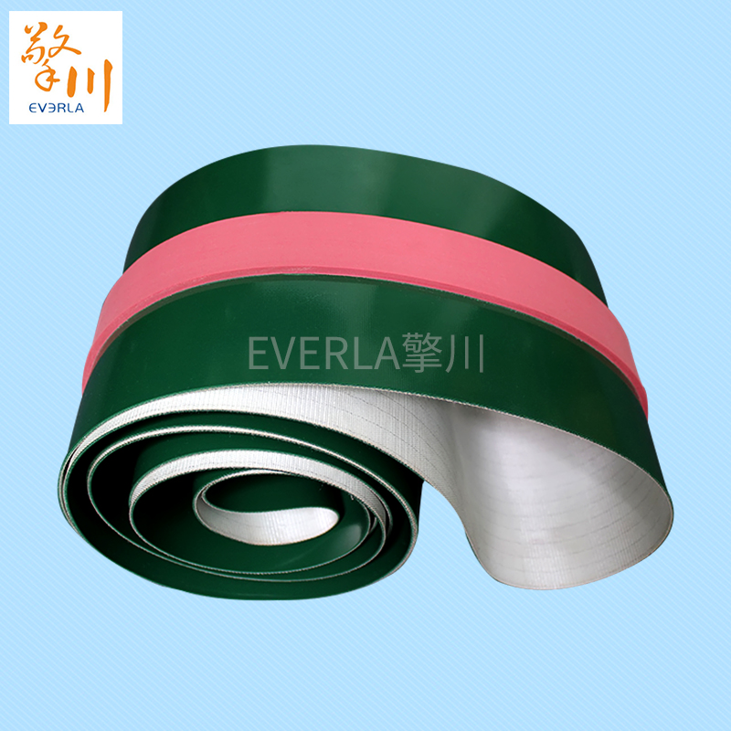 绿色pvc<a href='http://www.everla.com/shusongdai/' target='_blank'><u>输送带</u></a>表面加红色橡胶条