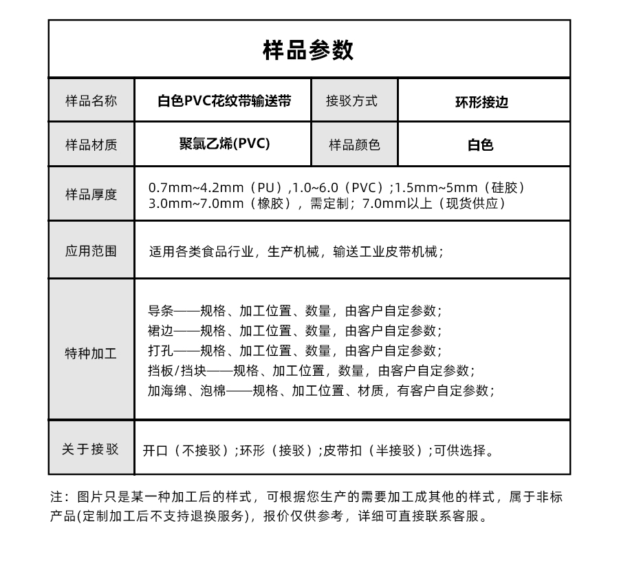 白色PVC花纹带输送带详情05