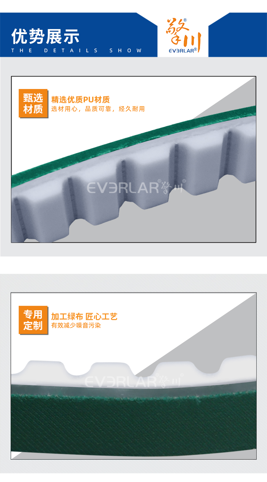 无缝同步带加PU绿布详情6