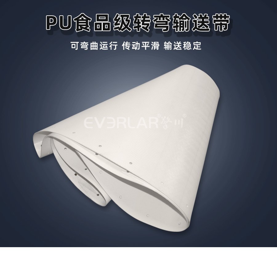 白色 PU 食品级转弯输送带：顺