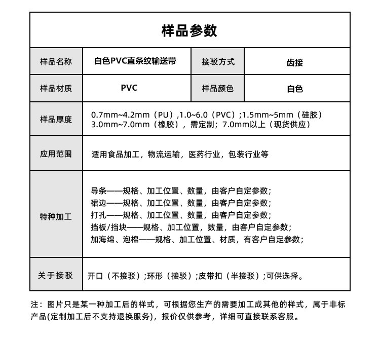 白色PVC直条纹输送带
