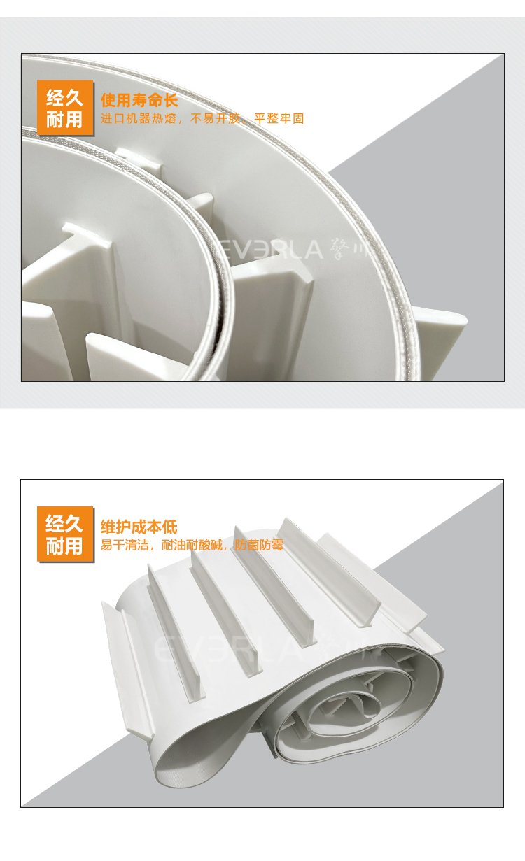 白色PU输送带加挡板