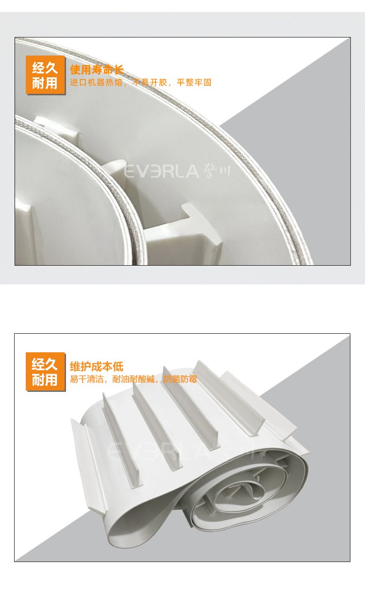 白色PU输送带加挡板