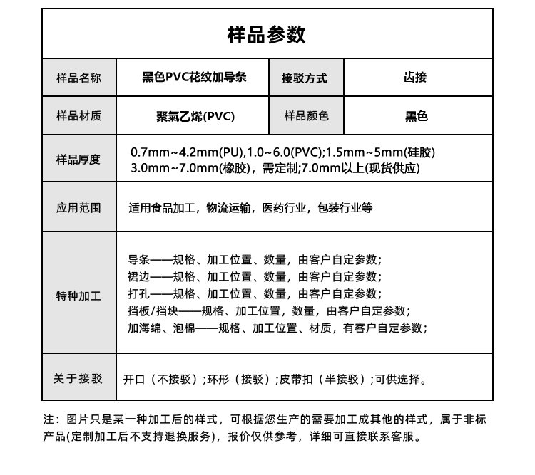 黑色PVC花纹带加导条