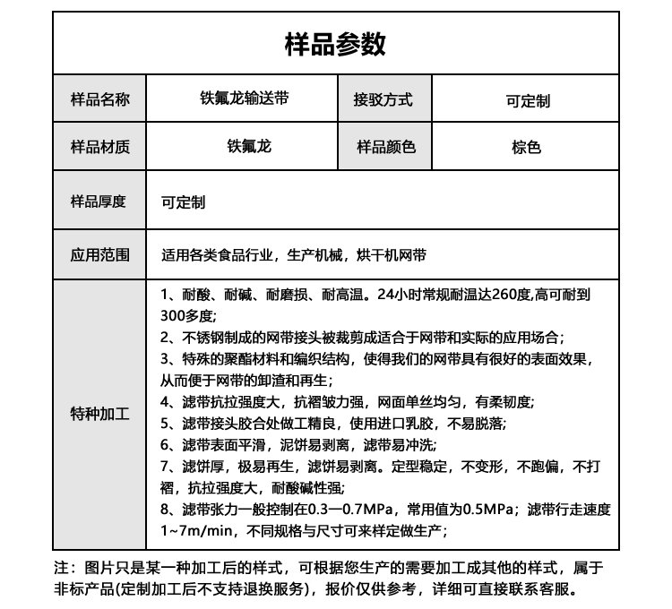 耐高温铁氟龙输送带